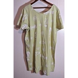 Cotton Connections Women's M Green Cotton Fish Print Dress USA Made Art to Wear